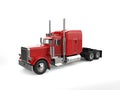 Raging red classic 18 wheeler big truck - studio lighting shot