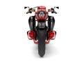 Raging red modern chopper motorcycle - front view