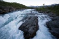 Raging river in mountain plateau Valdresflye, Jotunheimen