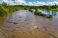 Roanoke River Out of It`s Banks - Hurricane Florence in 2018 Royalty Free Stock Photo