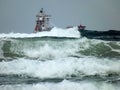 Ships and storm in the port of Ashdod. Israel. Royalty Free Stock Photo