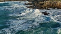 Raging Swell Hitting Rocky Shore In Playa de Valcobo, Arteixo, La CoruÃ±a, Spain. Slow Motion