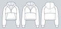 Raglan sleeve Hoodie technical fashion illustration. Hooded Sweatshirt fashion flat technical drawing template