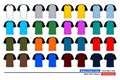 Raglan v-neck t-shirt template. Black short sleeve, colors body, front and back Royalty Free Stock Photo