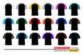 Raglan v-neck t-shirt template. colors short sleeve, black body Royalty Free Stock Photo