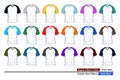 Raglan v-neck t-shirt template. colors short sleeve, white body