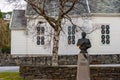 Ragnar Ulstein freedom fighter statue in front of Ulsteinvik church