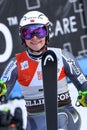 Ragnhild Mowinckel of Norway in the finish area after the first run of the giant slalom Royalty Free Stock Photo