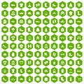 100 rags icons hexagon green