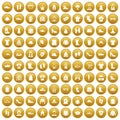 100 rags icons set gold