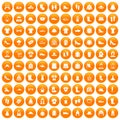 100 rags icons set orange