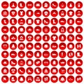 100 rags icons set red