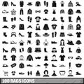 100 rags icons set, simple style