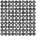 100 rags icons set black circle