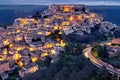 Ragusa Ibla Sicily Italy. Cityscape at sunset