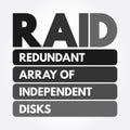 RAID - Redundant Array of Independent Disks acronym, technology concept background