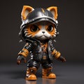 Adorable Toy Sculpture: Armor-clad Cat In Zbrush Style