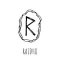 Raidho rune written on a stone. Vector illustration. Isolated on white
