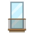 Rail balcony icon, cartoon style