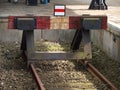 Rail Block on the end of the railroad track at platform 4 in Gouda station in the Netherlands Royalty Free Stock Photo