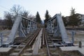 Rail bridge over Slanic river Royalty Free Stock Photo