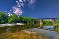 The rail bridge over the Penman Falls in Paris, ON, Canada Royalty Free Stock Photo