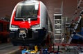 Rail car assembly plant `Stadler Minsk` is busy making comfortable electrical trains FLIRT for for Norwegian state railway NSB