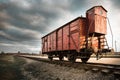 Rail car was used for deportations to Auchwitz II - Birkenau Royalty Free Stock Photo