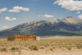 Rail cars infront of a Colorado Mountain Landscape