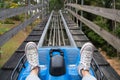 Rail downhill on a trolley to the Datanla waterfall.