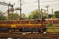 Rail engine of Indian Railway on railtracks Royalty Free Stock Photo