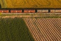 Rail freight transport aerial view