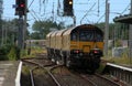 Rail grinding train passing through Carnforth Royalty Free Stock Photo