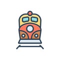 Color illustration icon for Rail, engine and speed