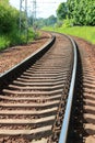 Rail journey squirm like a snake in the woods Royalty Free Stock Photo