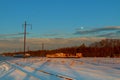 Rail landscape. snowing