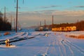 rail landscape. snowing