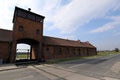 Rail lines run through the main entrance to the Nazi concentration camp of Auschwitz Birkenau, Royalty Free Stock Photo