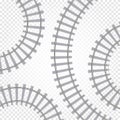 Rail railroad track vector illustration. Railway train . Winding path road.