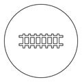 Rail rails Railroad Railway Train track icon in circle round black color vector illustration image outline contour line thin style Royalty Free Stock Photo