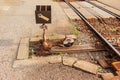 Rail rails on sleepers with bolts and nuts