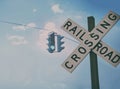 Rail road crossing sign Royalty Free Stock Photo