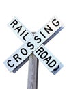 Rail road crossing sign isolated by clipping path