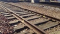 Rail road tracks down by the Missouri River Royalty Free Stock Photo