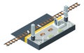 Rail station. Isometric road. Public passenger transport