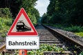 rail strike Warn sign in German Royalty Free Stock Photo