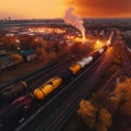freight and petroleum via rail system using trains.generative ai