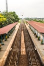 Rail track way transport at station in thailand Royalty Free Stock Photo