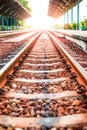 Rail track way transport at station in thailand Royalty Free Stock Photo