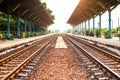 Rail track way transport at station in thailand Royalty Free Stock Photo